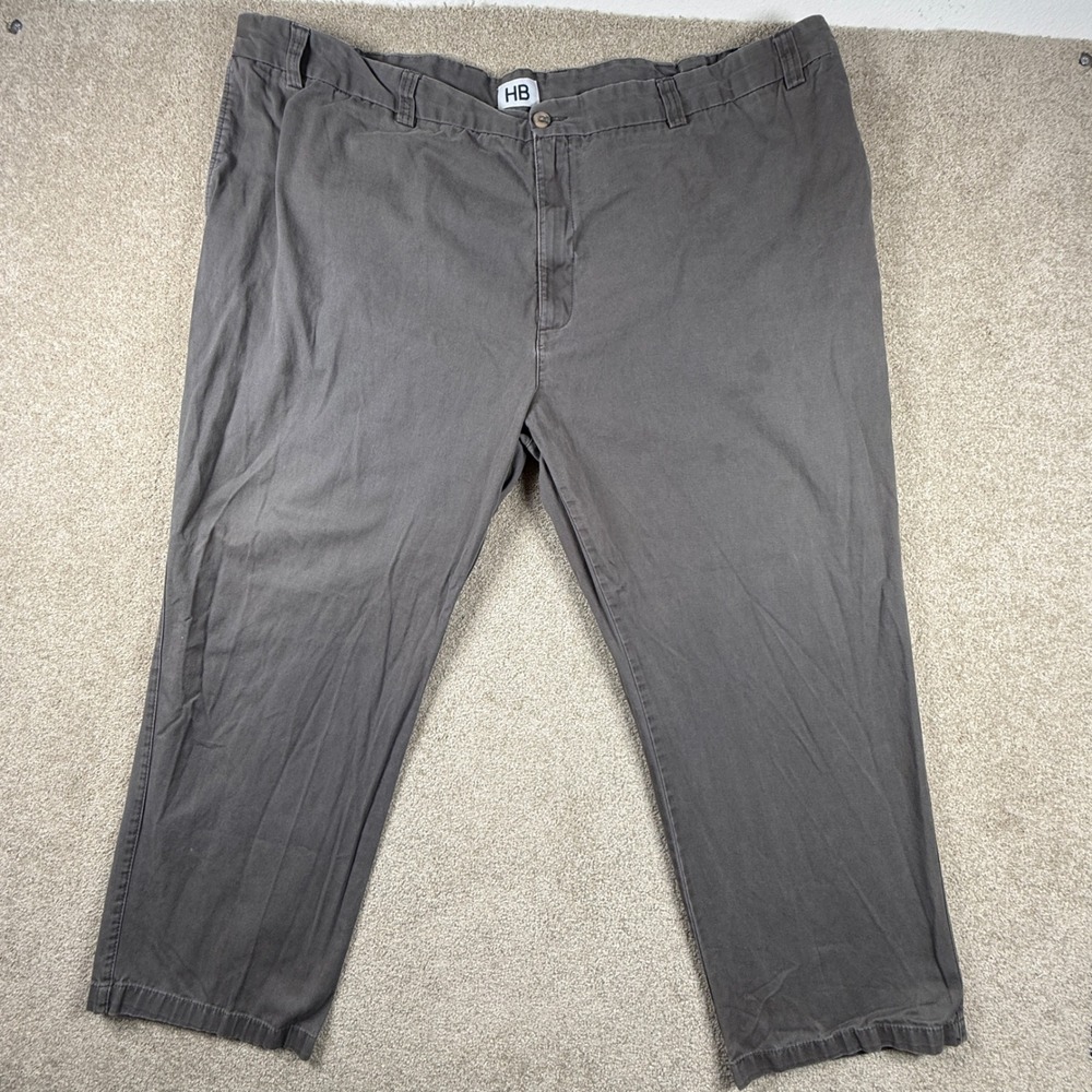 HB‎ Harbor Bay Mens Big and Tall Chino Pants Gray Flat Front 54x30 (Fits 48x27)